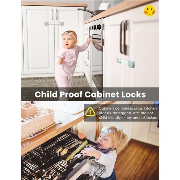 6 Pack Baby Proofing Safety Locks, Adjustable Latches and Straps, 3M Adhesive - Picture 4 of 7